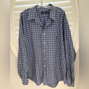 Ralph Lauren men’s 3XB blue plaid long sleeve cotton button down